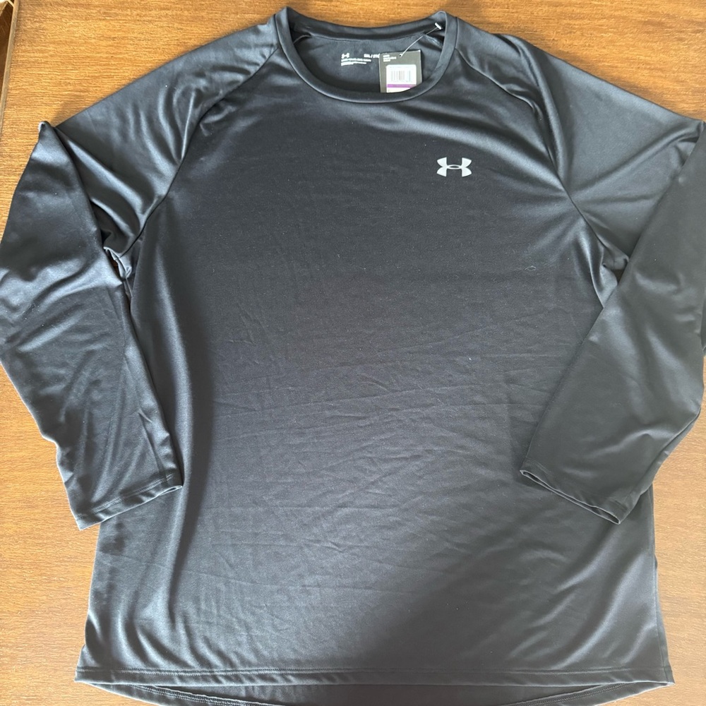 Under Armour Tech Loose Fit Black Long Sleeve lightweight Shirt Size 2XL - Picture 2 of 9